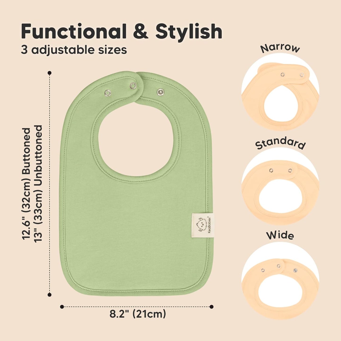 KeaBabies 8-Pack Organic Baby Bibs for Boys, Girls - Super Absorbent Cotton Drool Bibs for Baby Girl & Boy, Teething Toddler, Drooling Newborn, Ultra Soft & Machine Washable (Dew)