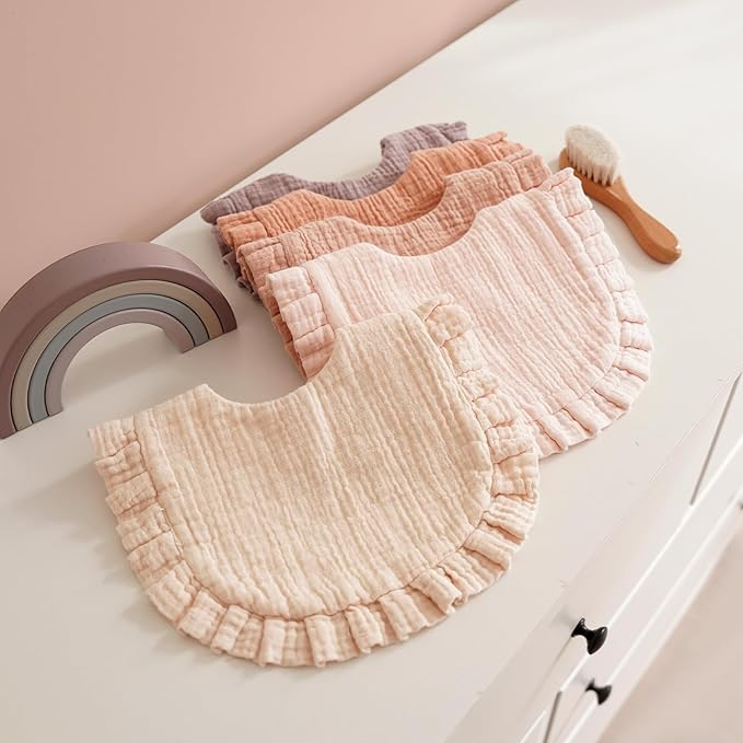 8-Pack Muslin Baby Bandana Drool Bibs for Unisex Girls & Boys – 100% Cotton Bibs, Soft & Absorbent Teething and Drooling Essentials for Newborns