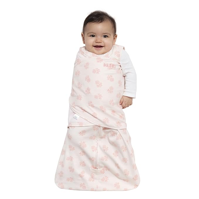 HALO 100% Cotton Sleepsack Swaddle, 3-Way Adjustable Wearable Blanket, TOG 1.5, Watercolor Rose Toss Blush, Newborn, 0-3 Months