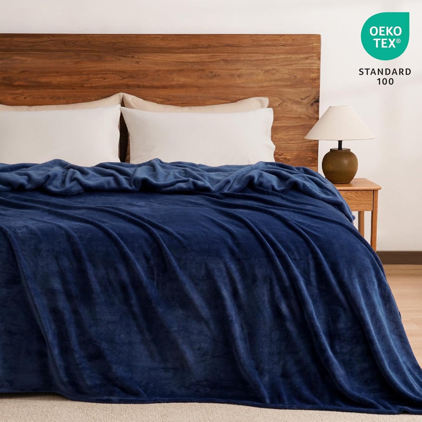 PHF Ultra Soft Fleece Blanket Twin Size, No Shed No Pilling Luxury Plush Cozy 300GSM Lightweight Twin XL Blanket for Bed, Couch, Chair, Sofa Suitable for All Season, 76" x 90", Navy Blue