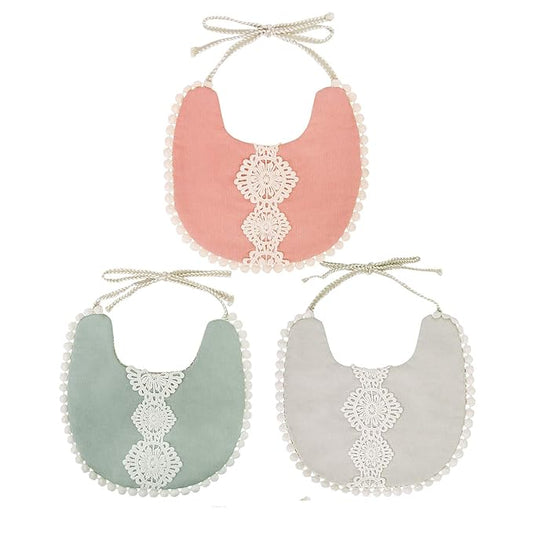 GZMM Baby Bib For Girls,Reversible Waterproof Handmade Natural Cotton Baby Drool Bib 0-12 months 3 Pack