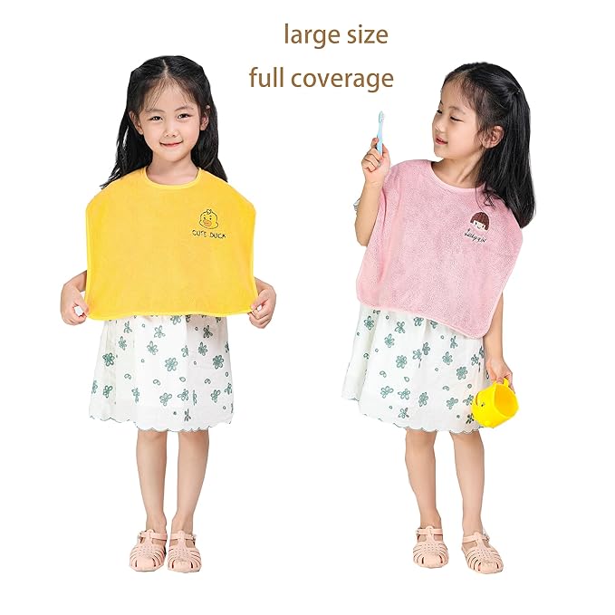 6 Packed Baby Bibs for Girls or Boys, Large Towel Bibs for Toddler 3-6 Years with Gift Box Packed(2 pink purple yellow)