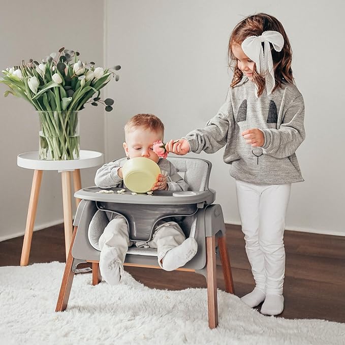 Fodoss Convertible Baby High Chair with Detachable Tray, Foldable High Chair for Eating with Thick Cushion, Silla para Comer de Bebe