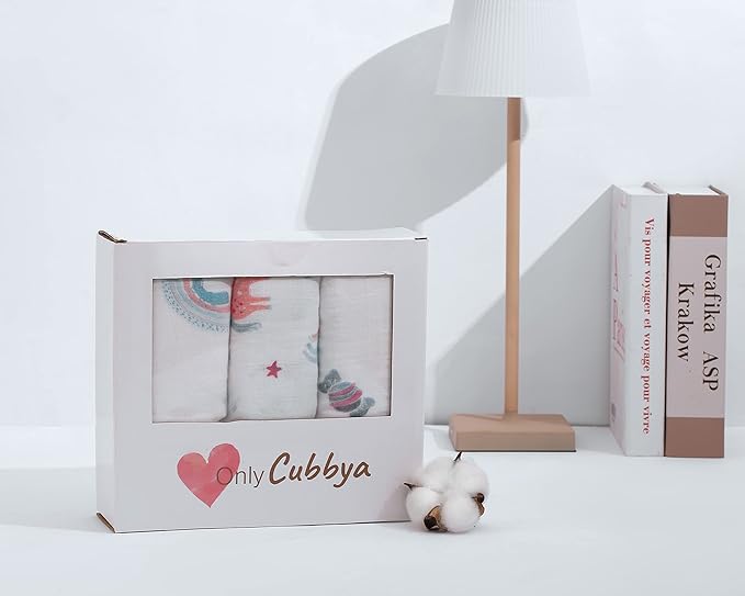 Muslin Baby Quilt 100% Cotton Newborn Blanket 47" X 47" 2 Layers Muslin Swaddle for Boy and Girl (Rainbow Series)