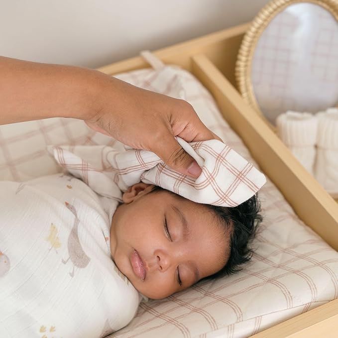 Crane Baby Hooded Towel & Washcloth Set, Charlie Farmhouse Goose Hooded Baby Towels and Washcloths Set, Baby Bath Essentials, Washcloths for Newborn, Muslin Towel for Babies