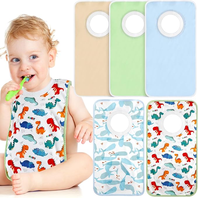 Newwiee 5 Pcs Large Towel Bib Toddler for Baby Toddler Cloth Bib Soft Pullover Baby Absorbent Full Coverage Drooling Feeding