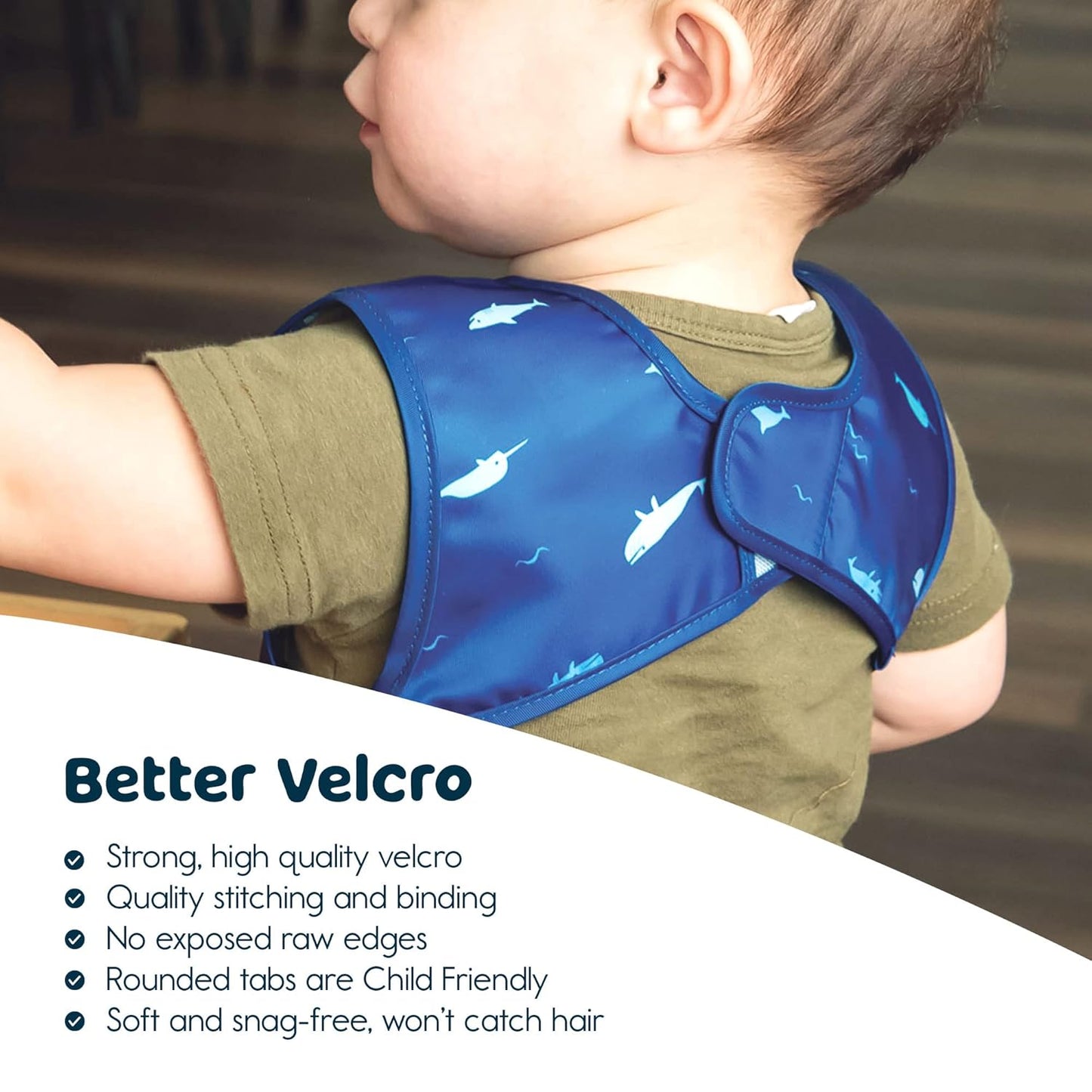 Tiny Twinkle Mess Proof Baby Bib - Waterproof & Lightweight Baby-Led Weaning Apron | 100% Recycled Polyester, Easy Clean & Machine Washable (Ocean Life, Large 2-4 Years)