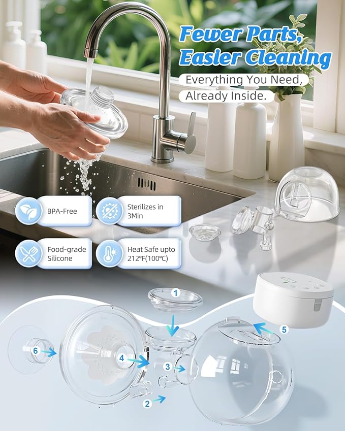 ANWIKE Hands Free Breast Pump Ultra-Light 230g, Wearable Breastfeeding Pump Portable for Travel and Work, Low Noise, Ergonomic 135° Flange, 9 Levels 4 Modes with 19/21mm Flange Inserts (Black 2 Pack)