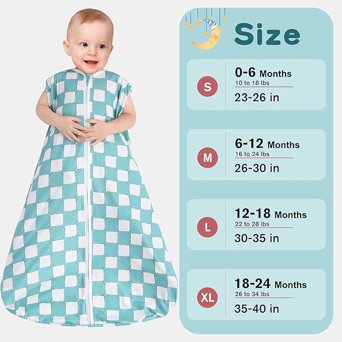Baby Sleep Sack 0-6 Months 3 Pack Baby Wearable Blanket 100% Rayon Cotton 2-Way Zipper Toddler Sleeping Sack .Comfy Soft Lightweight TOG 0.3 (Bohemia&Checkered&Blue)