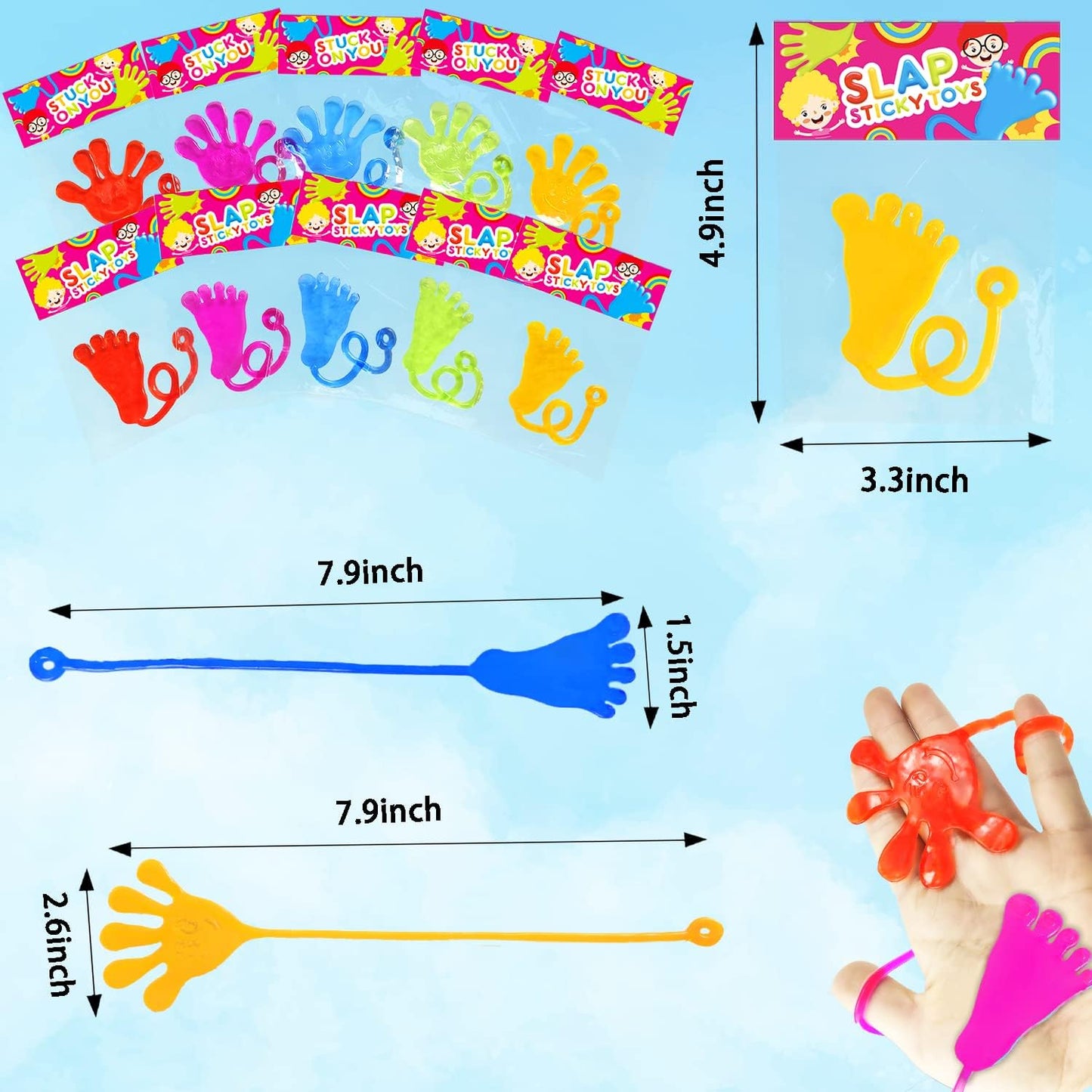 Large Sticky Hands & Feet Party Favors Supplies for Toddlers (20 PCS), Halloween Pinata Goodie Bag Stuffer Fillers for Kids, School Student Non Candy Treats Treasure Box Prizes Toy Gift for Boys Girls