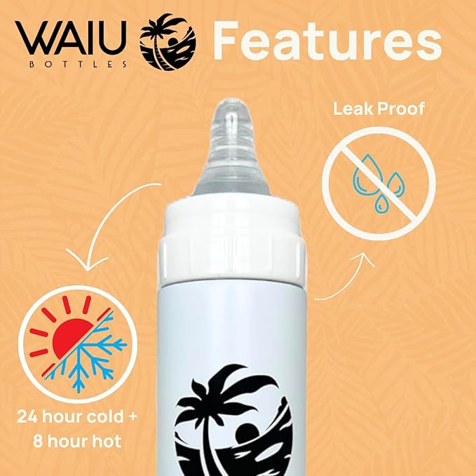 Waiu Insulated Stainless Steel Baby Bottle BPA-Free | Keeps Drinks Hot for 8 Hours, Cold for 24 Hours | 4 oz. (White)