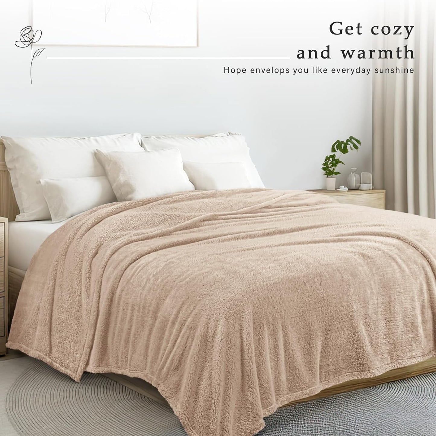 Exclusivo Mezcla Twin Size Flannel Fleece Blanket, Super Soft Velvet Plush Bed Blanket, Fuzzy Cozy and Warm for All Seasons, 60x80 Inches, Camel