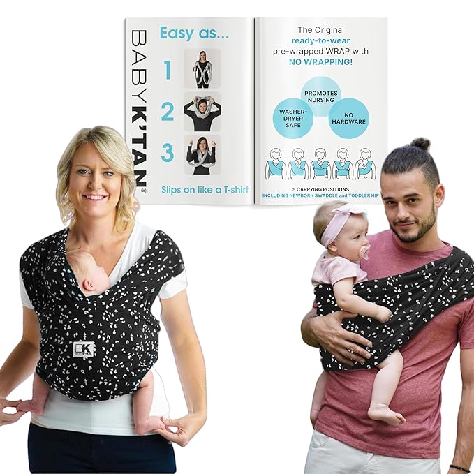 Plus-Size Original Baby K'tan Baby Carrier: #1 Easy Pre-Wrapped, Slip-On, No Rings, No Buckles | 5 in 1 Baby Sling Gift | Hands Free Infant Wrap - Newborn to Toddler up to 35lb Women 22-24, Men 47-52