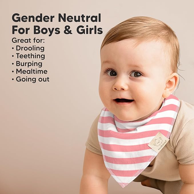 KeaBabies 8-Pack Organic Baby Bandana Bibs for Girls - Super Absorbent Triangle Baby Bibs for Drooling and Teething Infant, 100% Cotton Extra Soft for Newborn, Infant 0-36 Months (Blush)