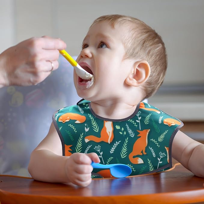 Accmor Baby Bibs, Waterproof Baby Toddler Bibs, Apron Smock Bib for Baby Boys Girls, Essential Must Have for Eating, Feeding