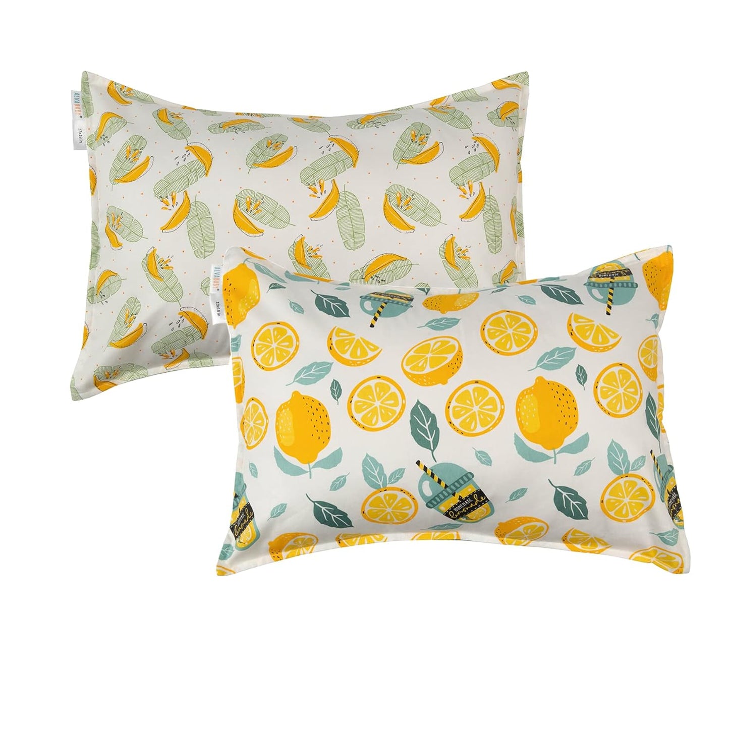 ALVABABY Toddler Pillowcases 2 Pack Organic Cotton Kids Pillow Cover Fit 13"x 18" or 12"x24" Envelope for Girl Boy Sleepy Travel Pink Animals&Dinosaur