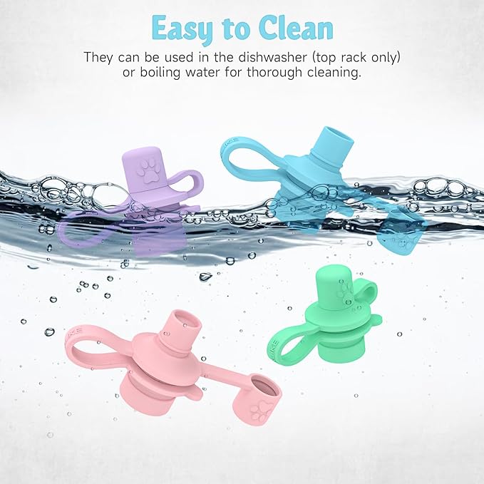 MORLIKE LIVING 2-in-1 Water Bottle Cap, 100% Silicone Topper for Food Pouch, No Spill Spout Adapter Turn Water Bottle into Sippy Cups, Protects Child’s Mouth, Travel Essentials (Mix/v2-4 Pack)