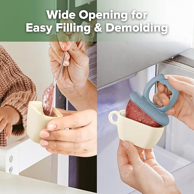 Haakaa Chilly Monster Breastmilk Popsicle Molds, Silicone Popsicle Molds for Baby Teething Relief, BPA Free Frozen Breast Milk Teether Popsicle Maker & Ice Pop Molds for Infant 6m+(Sky Blue + Mustard)