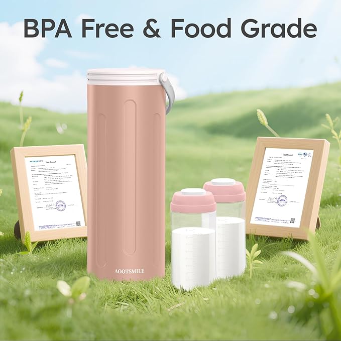 Portable Breast Milk Cooler for Travel, 22oz Large Capacity Breastmilk Chiller for Working Moms, 360° Cooling Keeps Milk Chilled 24 Hours, Includes 2 Baby Bottles, Breastfeeding Essentials