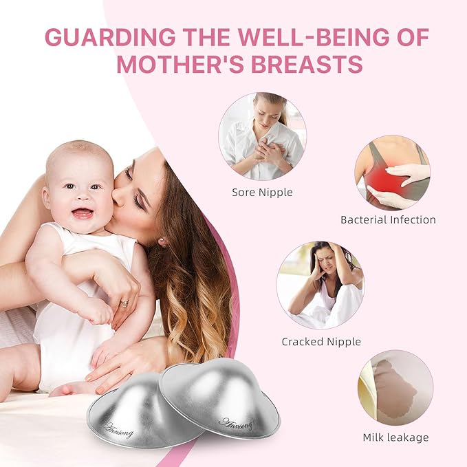 Silver Nursing Cups - Nipple Shields for Nursing Newborn - Breastfeeding Essentials - Newborn Essentials - 925 Silver Nipple Covers (Regular)