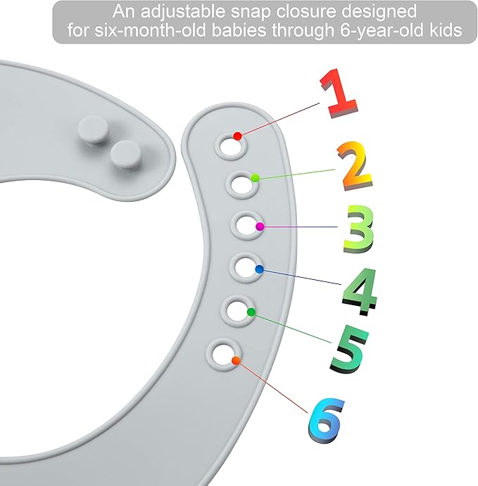 PandaEar 3 Pack Waterproof Silicone Baby Bibs| Super Thin Light Weight Feeding Bib with Food Catcher Pocket for Toddler