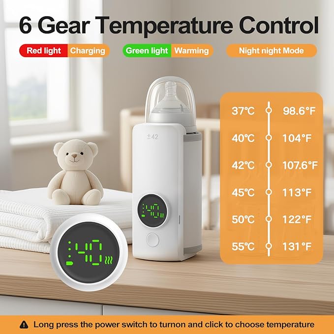 Solve The Milk Warming Dilemma Portable Bottle Warmer Requires no Water Rapid Heating with no Waiting 5-Hour Extended Heat Retention with Precise Temperature Control Enjoy Comfortable Feeding Anytime