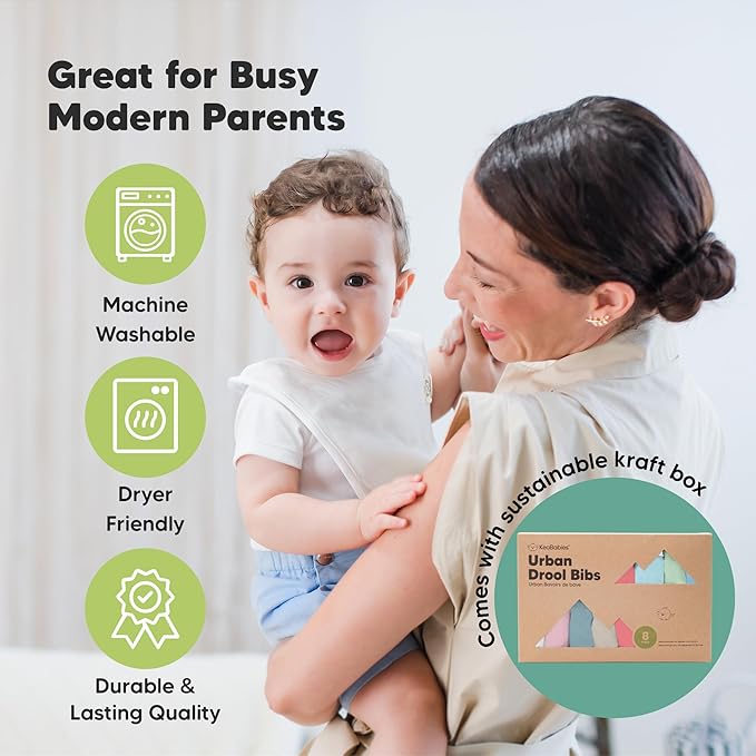 8-Pack Organic Baby Bibs for Boys, Girls - Soft Cotton Drooling and Teething Bibs for Baby Girl & Boy, Extra Absorbent, Easy To Clean & Put On for Toddler, Newborn, Infant 0-24 Months (Spring)