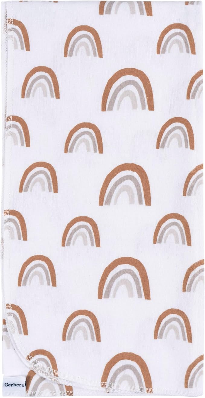 Gerber Unisex Baby 100% Cotton Flannel Receiving Blankets 30x30 Inches (Pack of 4), Boho Rainbow, One Size