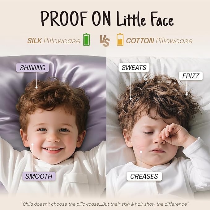 OLESILK Toddler 100% Mulberry Silk Pillowcase, Breathable Soft Smooth for Nursery Kids Night Sleeping, Silk Travel Pillow Cases with Hidden Zipper (1 Pack, Ivory, 13"x18")
