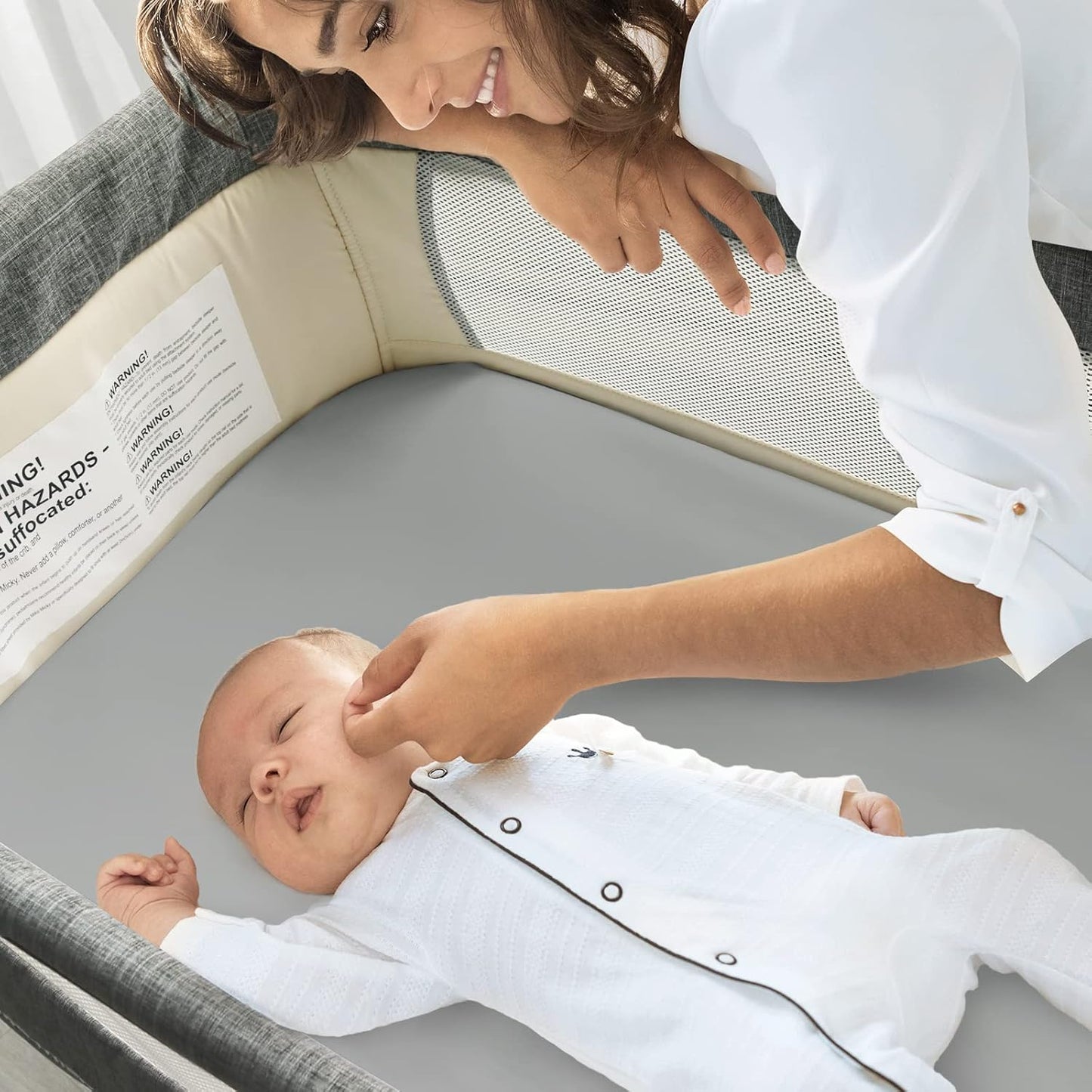 Waterproof Bassinet Sheets Fit for Miclassic, Baby Delight, TCBunny, Milliard, Dream On Me Traveler/Skylar and Other Bedside Sleeper Bassinet Mattress, Ultra Soft Microfiber Sheets, Grey & Pink