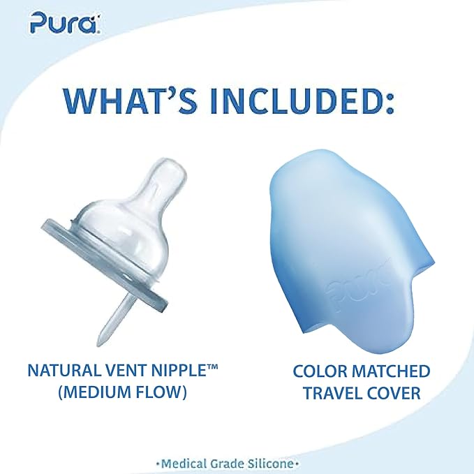 Pura Kiki 7oz Stainless Steel Insulated Infant Bottle – Includes Silicone Medium-Flow Nipple & Sleeve – Anti-Colic, Plastic-Free, MadeSafe Certified