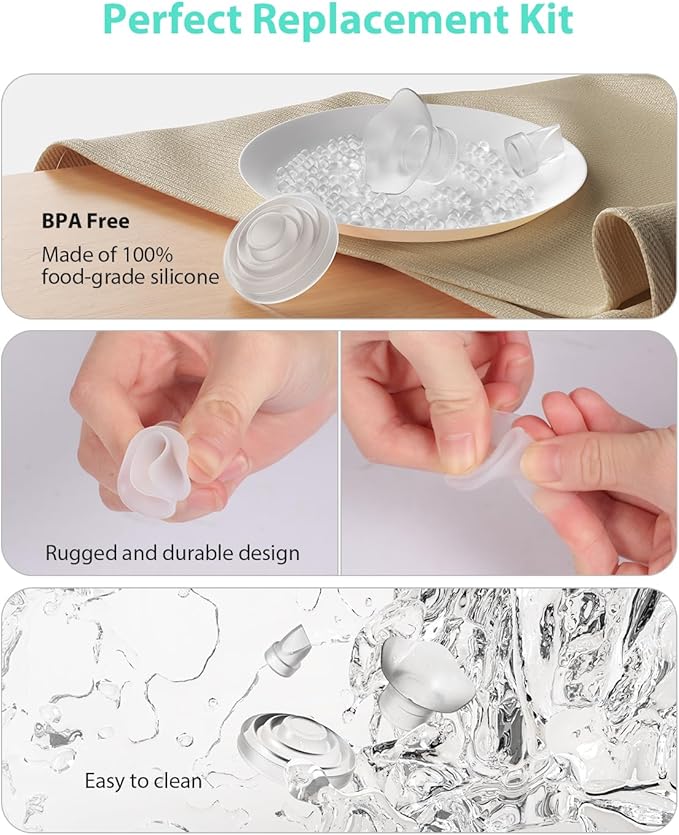 Wearable Breast Pump Replacement Set, 2PCS Duckbill Valves, 2PCS Diaphragms & 10PCS Flange Inserts, Compatible with Momcozy M5 (Not Original)
