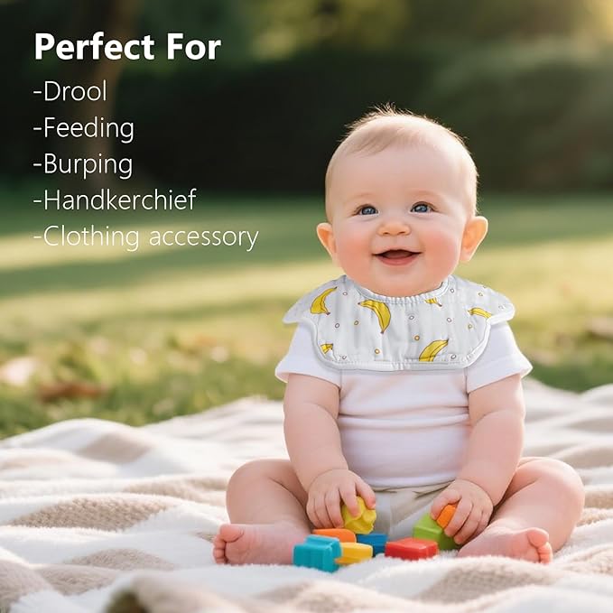 8-Pack 360° Rotate Organic Cotton Baby Bibs, Newborn Muslin Bibs For Teething And Drooling,Unisex Baby Bibs For Toddler, Adjustable With Snaps, Super Soft & Absorbent Baby Bibs For Boys And Girls.