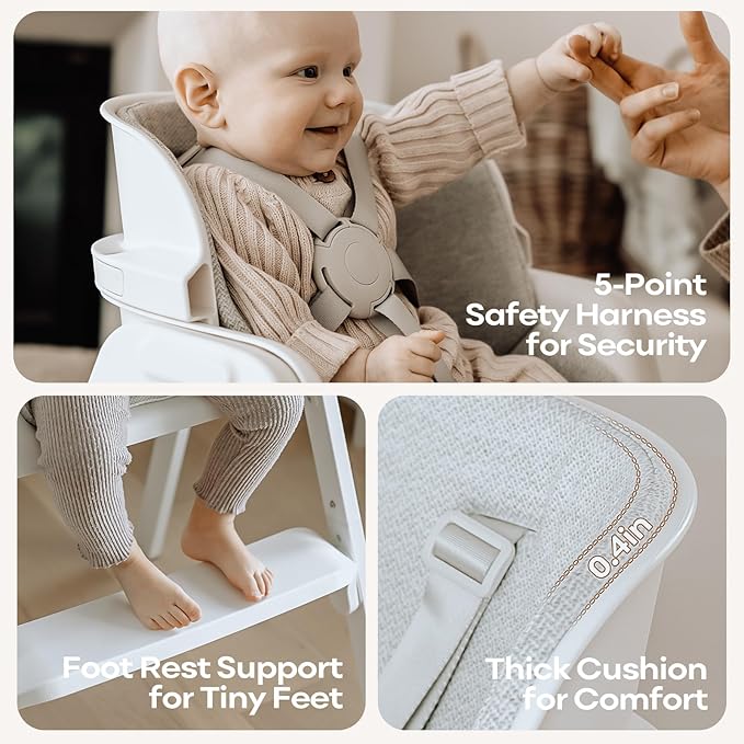 Fodoss 4 in 1 Foldable High Chairs for Babies and Toddlers with Waterproof Cushion, Easy to Clean Baby Chair for Eating, Feeding Chair