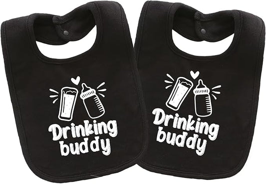 Baby Twins Bibs Drinking Buddy Newborn Baby Bibs Cute Unisex Bibs Set Toddler Baby Boy Girl Bibs