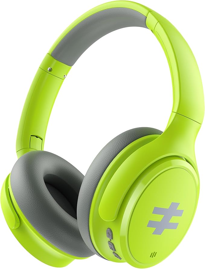 seenda Kids Wireless Active Noise Cancelling Headphones, 60H Playtime, Safe Volume (74/85/94dB), Bluetooth 5.4, Type-C Foldable Headphones with Mic for School, iPad, Airplane, Travel, Green