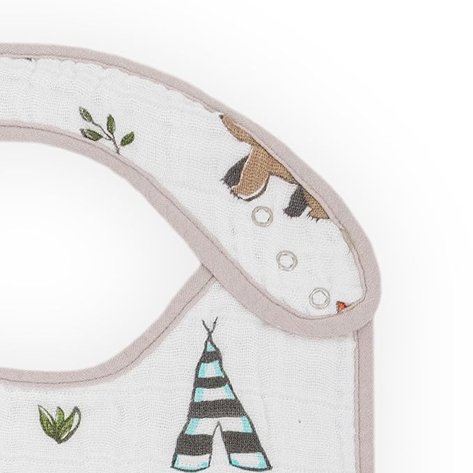 Little Unicorn Premium Classic Bib 3 pack | Adjustable as baby grows | Soft fabric on skin | Great for first time eaters (Forest Friends 2)