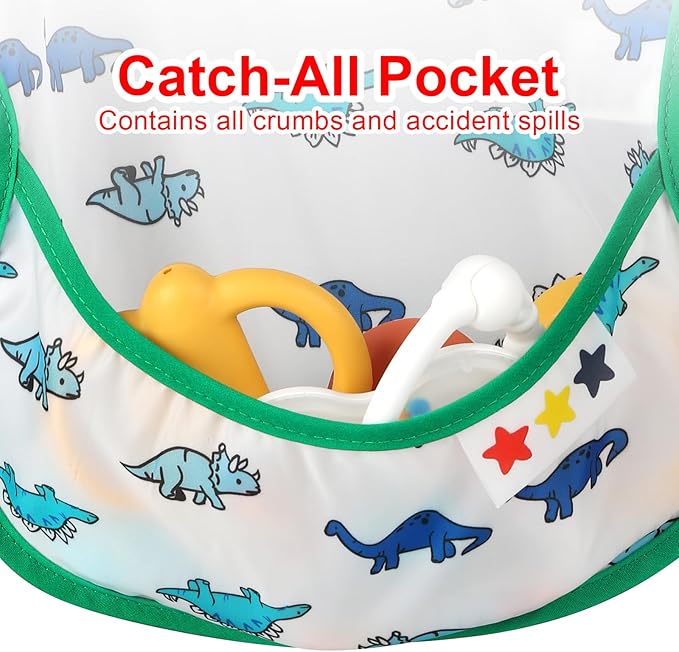 Accmor Baby Bibs, Waterproof Baby Toddler Bibs, Apron Smock Bib for Baby Boys Girls, Essential Must Have for Eating, Feeding