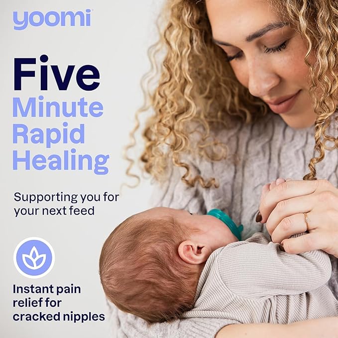 Yoomi Breast Aid™ Soothing Cryogel Pads for Sore Cracked Nipples with HOCl, 10x Multiuse, Advanced Cooling Tech for Instant Relief & Repair, Rapid Hydration for Lasting Comfort for Breast Feeding Moms