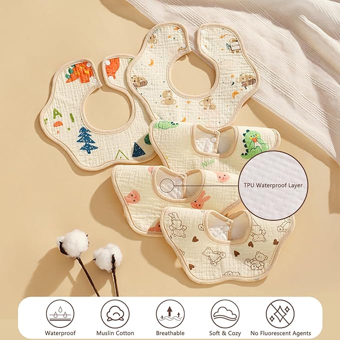 Baby Bibs Muslin Drool Teething Drooling Bibs for Baby Girl Boy Muslin Cotton