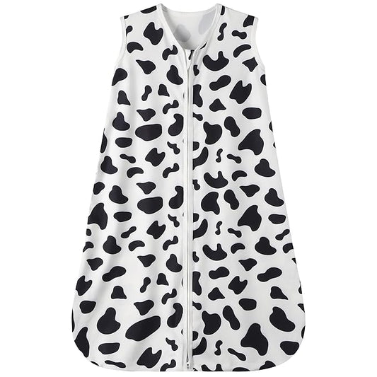 Baby Sleep Sack 12-18 Months Baby Wearable Blanket 100% Rayon Cotton 2-Way Zipper Toddler Sleeping Sack，Comfy Soft Lightweight TOG 0.3（Cow Print）