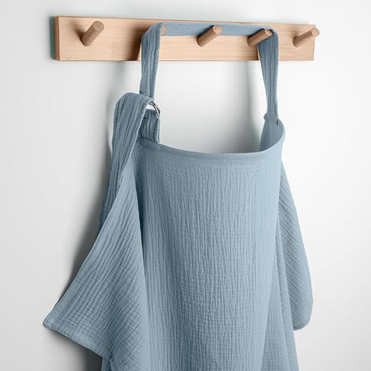 Comfy Cubs Muslin Nursing Cover, Pack of 1, 100% Muslin Breastfeeding Cover - Soft & Breathable Baby Nursing Scarf with Adjustable Neck Strap - Portable, Lightweight & Privacy Coverage - Pacific Blue