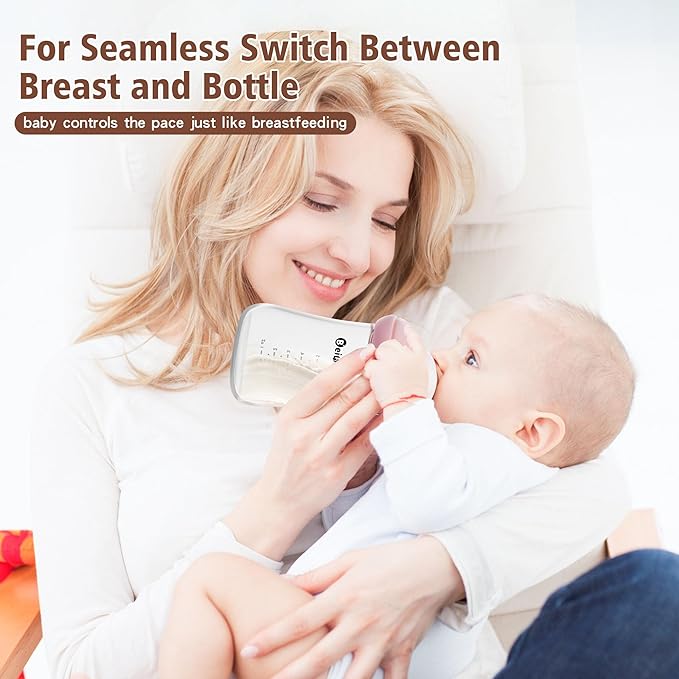 Glass Baby Bottles with Natural Response Nipple Size M - Anti Colic Baby Bottles Wide Neck Slow Flow Baby Bottle (Multicolor, 8oz (Pack of 2))