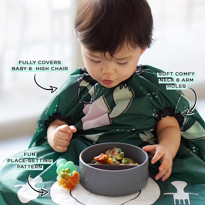 grabease Allover Waterproof Bib for Self-Feeding Infants and Toddlers, Machine Washable, Ages 6-24 Months