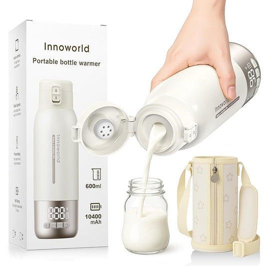 Portable Bottle Warmer for Travel, 20 oz Large Capacity Bottle Warmer On The Go, 10400mAh Long-Lasting Battery&Super Fast Charging in 2.5 Hours, Fast Heating for Breastmilk, Formula, Water