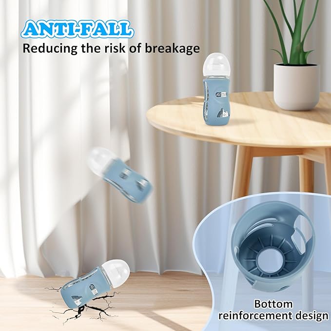 3 Pack Silicone Sleeves for Philips Avent Natural Glass Baby Bottles, Anti Breakage Baby Bottle Holder for Baby Boys, Compatible with Philips Avent Glass Natural Baby Bottle, 8oz