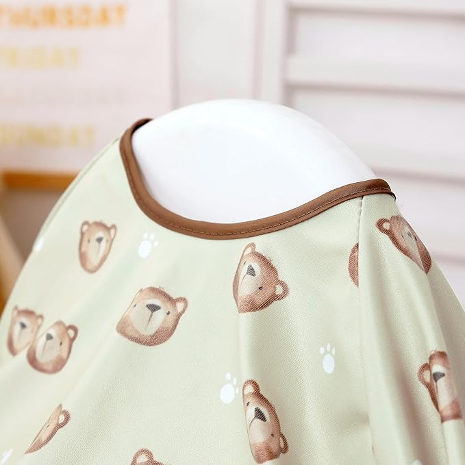 Happy Flute Long Sleeve Baby Bib-Mess Proof Baby Feeding Bibs with Adjustable Design for Babies during Eating or Highchair