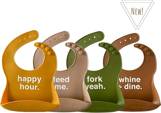 Denver James Silicone Feeding Bibs | Dishwasher Safe. Waterproof. Adjustable.