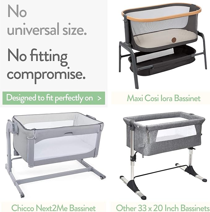 Bedside Sleeper Bassinet Fitted Sheets 33x20 for Maxi COSI Iora, Koola Baby, Baby Joy, Angelbliss, Kidsclub Bedside Bassinet – 100% Jersey Cotton – Beige + Rusty Brown – 2 Pack