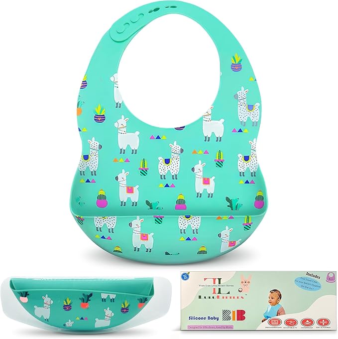 BPA-Free Silicone Baby Bibs with Travel Case, Toddlers Boys/Girls, Large Pocket, Adjustable, Toddlers 6-48 Months
